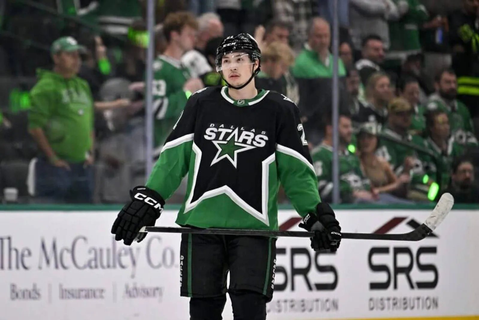 Dallas Stars left wing Jason Robertson looks on during a game against the Minnesota Wild.