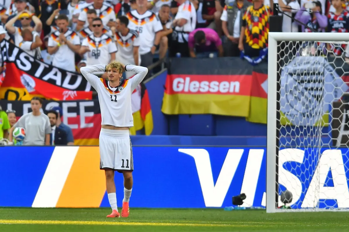 Germany's Nick Woltemade (11) reacts after missing a shot in a shootout against Paraguay during their round of 32 match in Foxborough, Mass.Steven Senne/The Associated Press