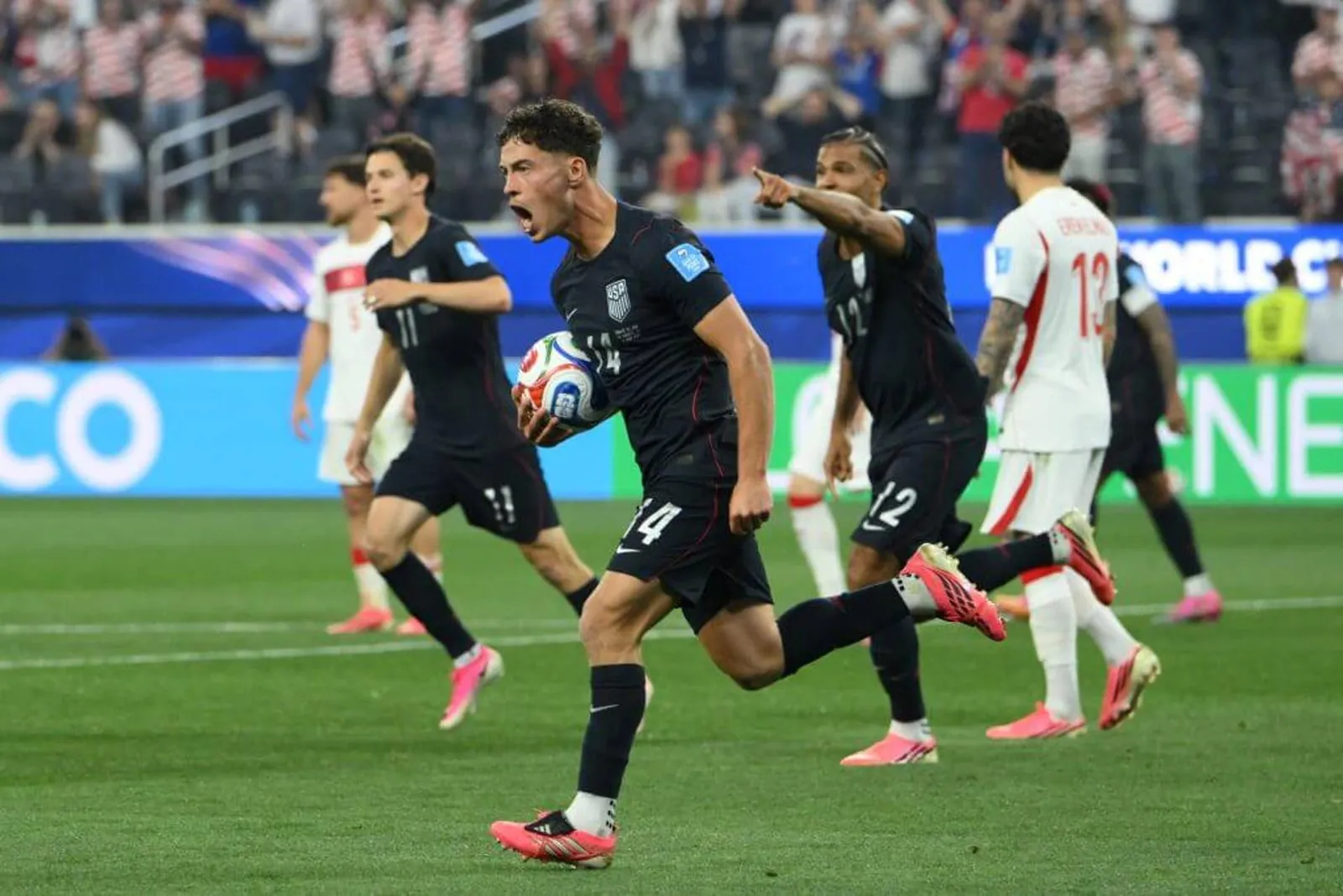 Sebastian Berhalter runs after scoring vs. Turkey in the World Cup