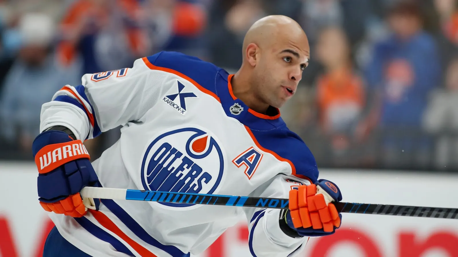 SALT LAKE CITY, UT - APRIL 7: Darnell Nurse #25 of Edmonton Oilers skates during warmups before their game against the Utah Mammoth at the Delta Center on April 7, 2026 in Salt Lake City, Utah. (Photo by Chris Gardner/Getty Images)(Chris Gardner/Getty Images)